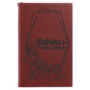 Rose with Black Engraving Sketch Book with Unlined Notepad - Laser Engraved Leatherette