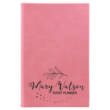 Pink with Black Engraving Sketch Book with Unlined Notepad - Laser Engraved Leatherette