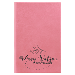 Pink with Black Engraving Sketch Book with Unlined Notepad - Laser Engraved Leatherette