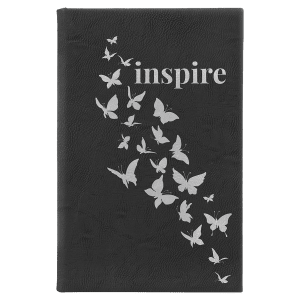 Black with Silver Engraving Sketch Book with Unlined Notepad - Laser Engraved Leatherette