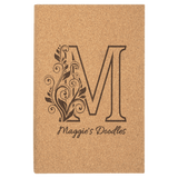 Cork with Black Engraving Sketch Book with Unlined Notepad - Laser Engraved Leatherette