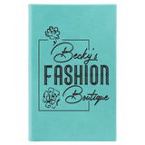 Teal with Black Engraving Sketch Book with Unlined Notepad - Laser Engraved Leatherette