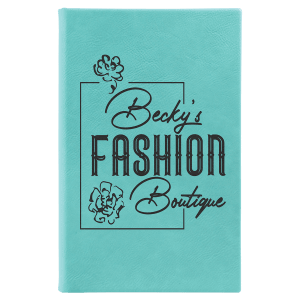 Teal with Black Engraving Sketch Book with Unlined Notepad - Laser Engraved Leatherette