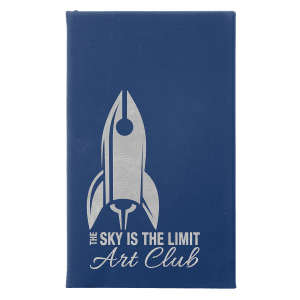 Blue with Silver Engraving Sketch Book with Unlined Notepad - Laser Engraved Leatherette