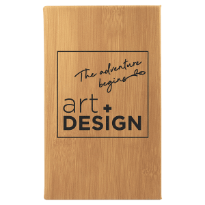 Bamboo with Black Engraving Sketch Book with Unlined Notepad - Laser Engraved Leatherette