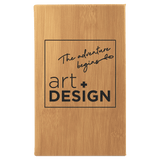 Bamboo with Black Engraving Sketch Book with Unlined Notepad - Laser Engraved Leatherette