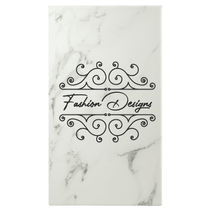 White Marble with Black Engraving Sketch Book with Unlined Notepad - Laser Engraved Leatherette