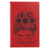 Red with Black Engraving Sketch Book with Unlined Notepad - Laser Engraved Leatherette
