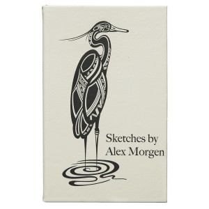White with Black Engraving Sketch Book with Unlined Notepad - Laser Engraved Leatherette