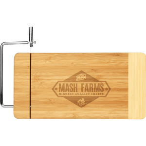 Rectangle Cutting Board with Metal Cheese Cutter - Laser Engraved Kitchen