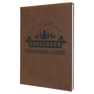 Dark Brown with Black Engraving Journal with Lined Notepad - Laser Engraved Leatherette