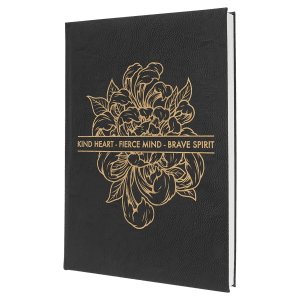 Black with Gold Engraving Journal with Lined Notepad - Laser Engraved Leatherette