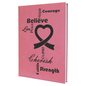Pink with Black Engraving Journal with Lined Notepad - Laser Engraved Leatherette