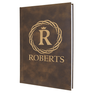 Rustic with Gold Engraving Journal with Lined Notepad - Laser Engraved Leatherette