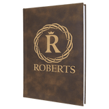 Rustic with Gold Engraving Journal with Lined Notepad - Laser Engraved Leatherette