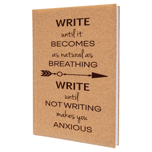 Cork with Black Engraving Journal with Lined Notepad - Laser Engraved Leatherette