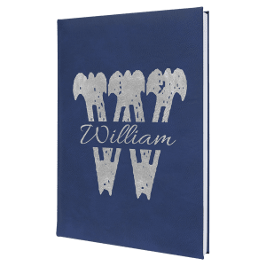 Blue with Silver Engraving Journal with Lined Notepad - Laser Engraved Leatherette