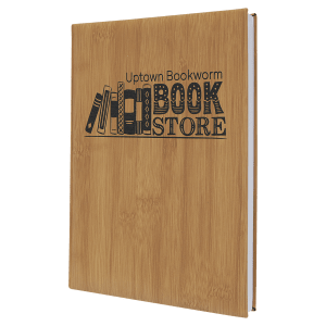 Bamboo with Black Engraving Journal with Lined Notepad - Laser Engraved Leatherette