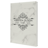 White-Marble Journal with Lined Notepad - Laser Engraved Leatherette