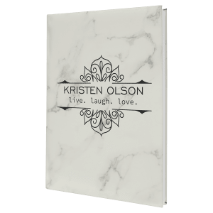 White-Marble Journal with Lined Notepad - Laser Engraved Leatherette