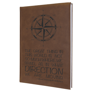 Dark Brown with Black Engraving Sketch Book with Unlined Notepad - Laser Engraved Leatherette