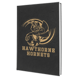 Black with Gold Engraving Sketch Book with Unlined Notepad - Laser Engraved Leatherette