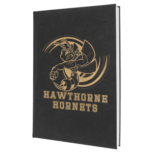 Black with Gold Engraving Sketch Book with Unlined Notepad - Laser Engraved Leatherette