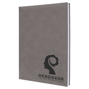 Gray with Black Engraving Sketch Book with Unlined Notepad - Laser Engraved Leatherette