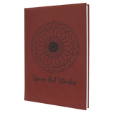 Rose with Black Engraving Sketch Book with Unlined Notepad - Laser Engraved Leatherette