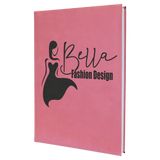 Pink with Black Engraving Sketch Book with Unlined Notepad - Laser Engraved Leatherette
