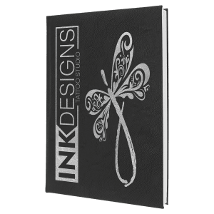 Black with Silver Engraving Sketch Book with Unlined Notepad - Laser Engraved Leatherette