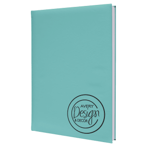 Teal with Black Engraving Sketch Book with Unlined Notepad - Laser Engraved Leatherette