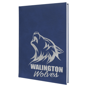 Blue with Silver Engraving Sketch Book with Unlined Notepad - Laser Engraved Leatherette