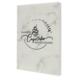 White Marble with Black Engraving Sketch Book with Unlined Notepad - Laser Engraved Leatherette