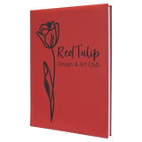 Red with Black Engraving Sketch Book with Unlined Notepad - Laser Engraved Leatherette