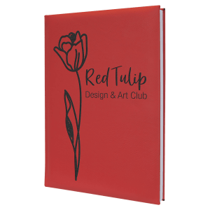 Red with Black Engraving Sketch Book with Unlined Notepad - Laser Engraved Leatherette