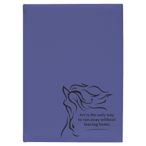 Purple with Black Engraving Sketch Book with Unlined Notepad - Laser Engraved Leatherette