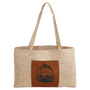 Burlap Rawhide with Black Engraving Tote Bag - Laser Engraved Leatherette