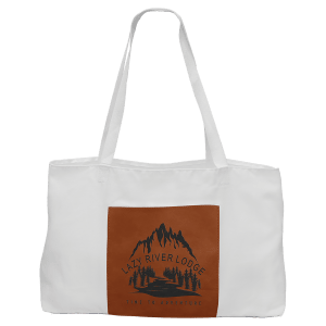 White Rawhide with Black Engraving Tote Bag - Laser Engraved Leatherette
