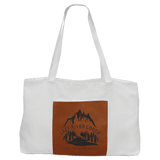 White Rawhide with Black Engraving Tote Bag - Laser Engraved Leatherette
