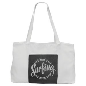 White Black with Silver Engraving Tote Bag - Laser Engraved Leatherette