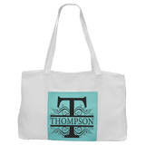 White Teal with Black Engraving Tote Bag - Laser Engraved Leatherette