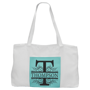 White Teal with Black Engraving Tote Bag - Laser Engraved Leatherette