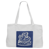 White Blue with Silver Engraving Tote Bag - Laser Engraved Leatherette