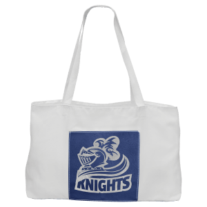 White Blue with Silver Engraving Tote Bag - Laser Engraved Leatherette