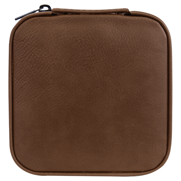 Leatherette Travel Jewelry Box - Compact with Black Lining - Laser Engraved Leatherette