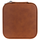 Leatherette Travel Jewelry Box - Compact with Black Lining - Laser Engraved Leatherette