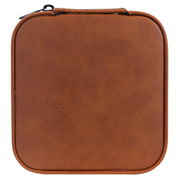 Leatherette Travel Jewelry Box - Compact with Black Lining - Laser Engraved Leatherette
