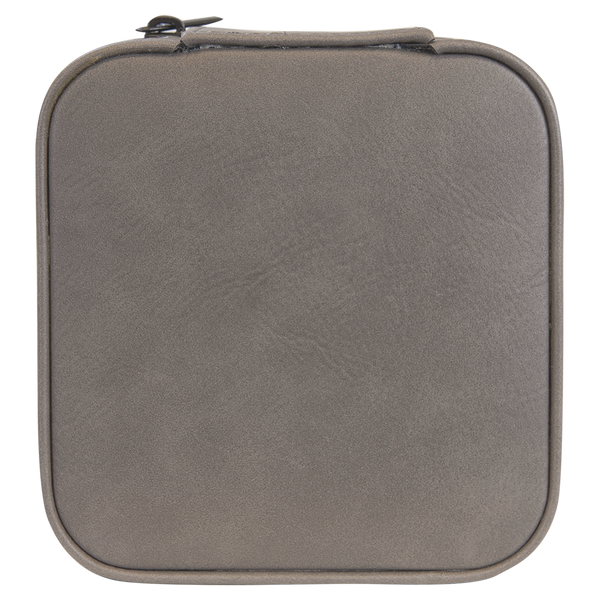 Leatherette Travel Jewelry Box - Compact with Black Lining - Laser Engraved Leatherette