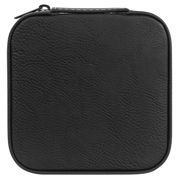Leatherette Travel Jewelry Box - Compact with Black Lining - Laser Engraved Leatherette